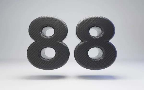 Black carbon fiber number 88 isolated on white. — Stok fotoğraf