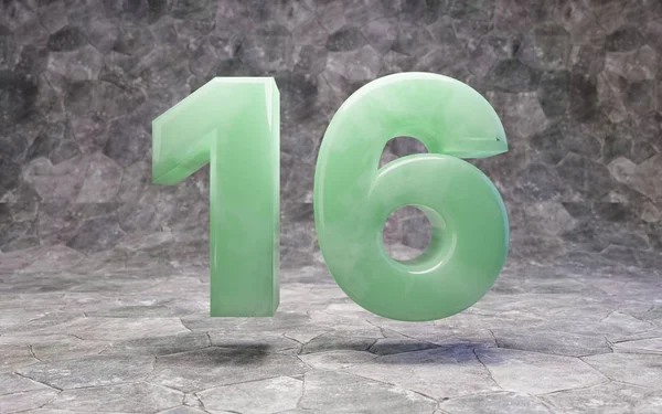 Jade number 16 on rocky backgrond — Stockfoto