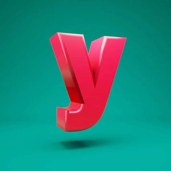 Pink 3d letter Y lowercase on mint background — Stok fotoğraf