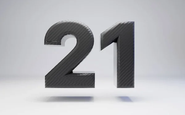 Zwarte koolstofvezel nummer 21 geïsoleerd op wit. — Stockfoto