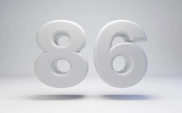 Witte koolstofvezel nummer 86 geïsoleerd op wit. — Stockfoto