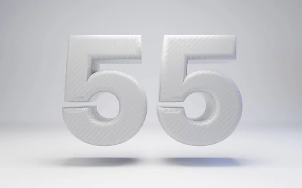 Біле вуглецеве волокно номер 55 ізольовано на білому . — стокове фото