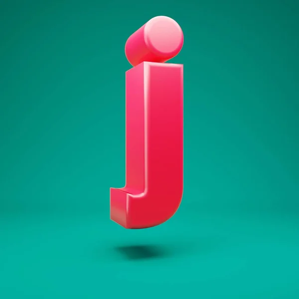 Pink 3d letter J lowercase on mint background — 图库照片