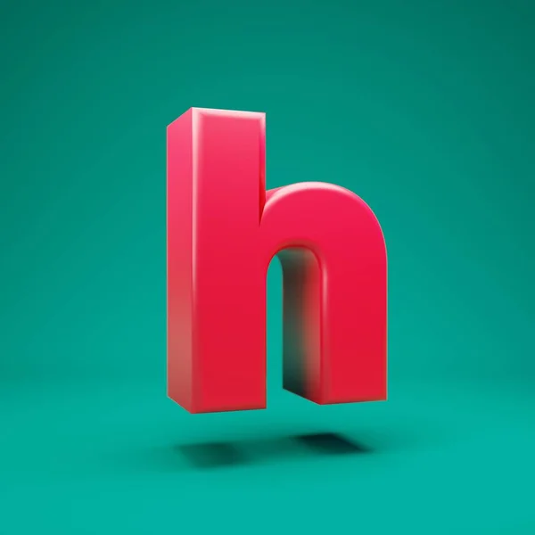 Pink 3d letter H lowercase on mint background — Stok fotoğraf