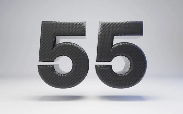 Black carbon fiber number 55 isolated on white. — Stockfoto