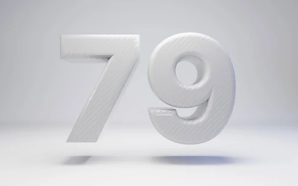 Bílá uhlíková vlákna číslo 79 izolovaná na bílém. — Stock fotografie