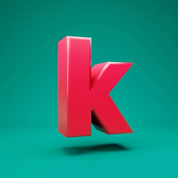Pink 3d letter K lowercase on mint background — Stockfoto