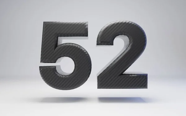 Černé uhlíkové vlákno číslo 52 izolované na bílém. — Stock fotografie