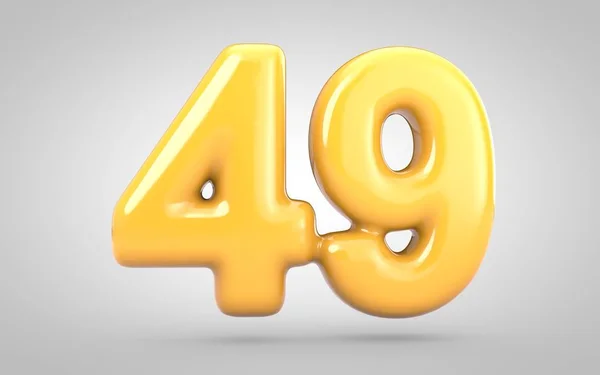 Gelben Kaugummi Nummer 49 isoliert auf weißem Hintergrund. — Stockfoto
