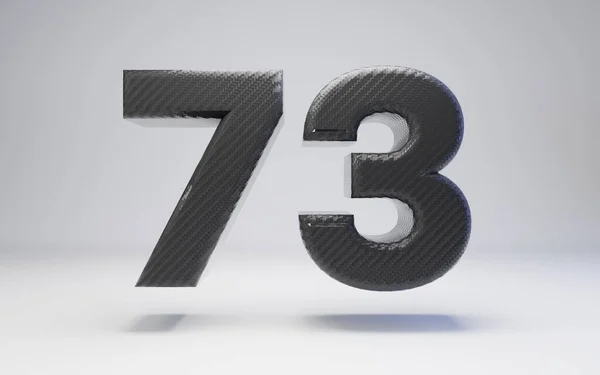 Black carbon fiber number 73 isolated on white. — Stockfoto