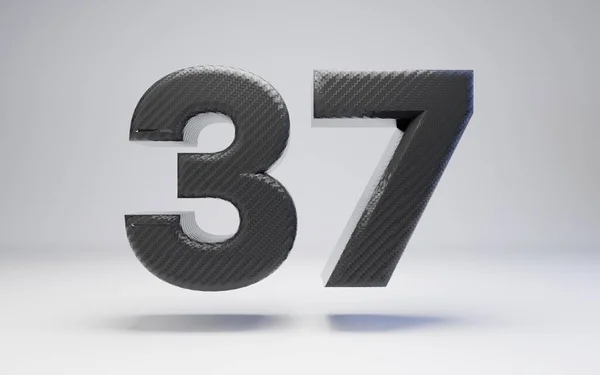 Zwarte koolstofvezel nummer 37 geïsoleerd op wit. — Stockfoto