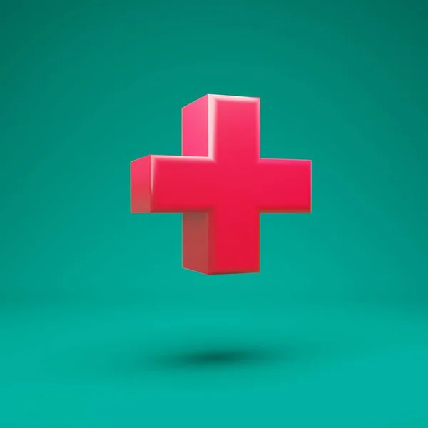Pink 3d plus symbol on mint background — Stok fotoğraf