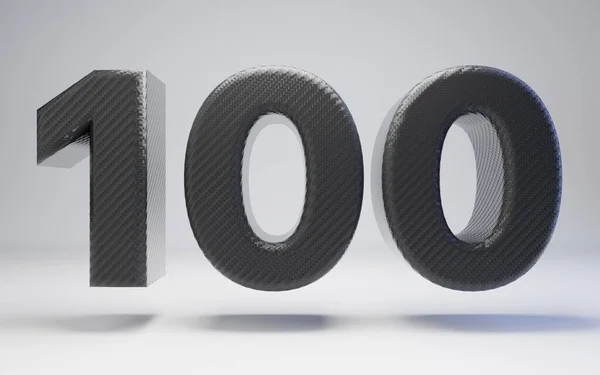 Black carbon fiber number 100 isolated on white. — Stockfoto