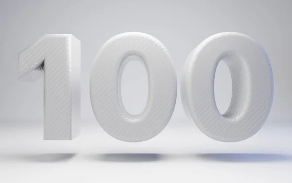 Witte koolstofvezel nummer 100 geïsoleerd op wit. — Stockfoto
