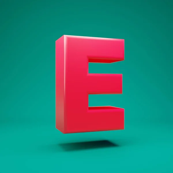Růžové 3d písmeno E velké na mátovém pozadí — Stock fotografie