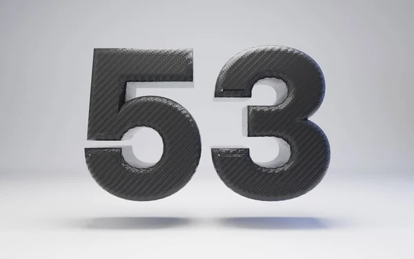 Black carbon fiber number 53 isolated on white. — Stok fotoğraf
