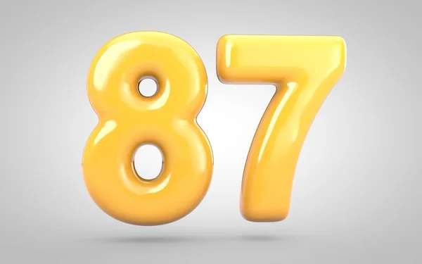 Gelben Kaugummi Nummer 87 isoliert auf weißem Hintergrund. — Stockfoto