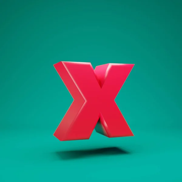 Pink 3d letter X lowercase on mint background — Stockfoto