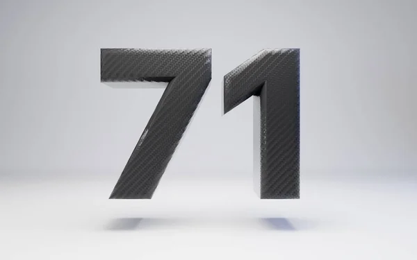 Černé uhlíkové vlákno číslo 71 izolované na bílém. — Stock fotografie