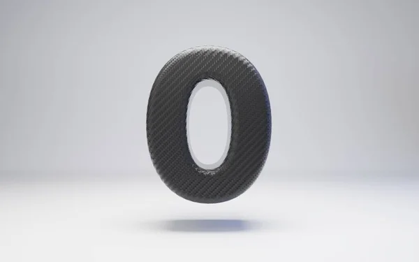 Número de fibra de carbono preto 0 isolado em branco . — Fotografia de Stock