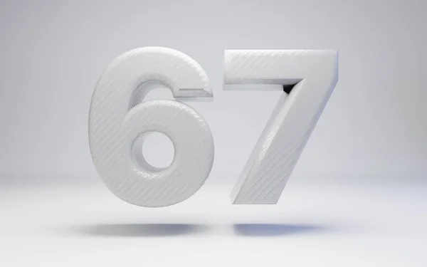 Біле вуглецеве волокно номер 67 ізольовано на білому . — стокове фото