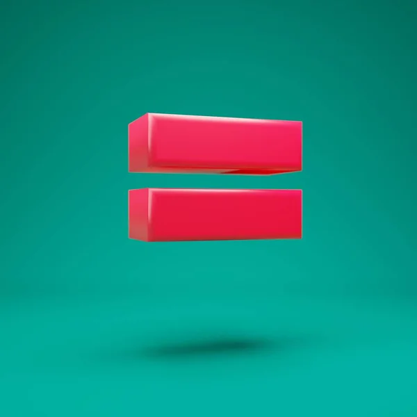 Růžový 3d rovná se symbol na mátovém pozadí — Stock fotografie