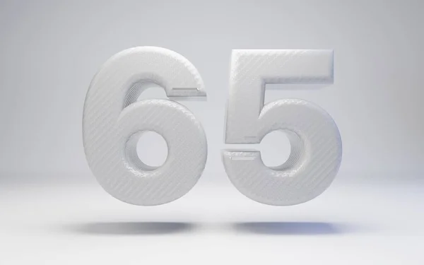 Número de fibra de carbono branco 65 isolado em branco . — Fotografia de Stock