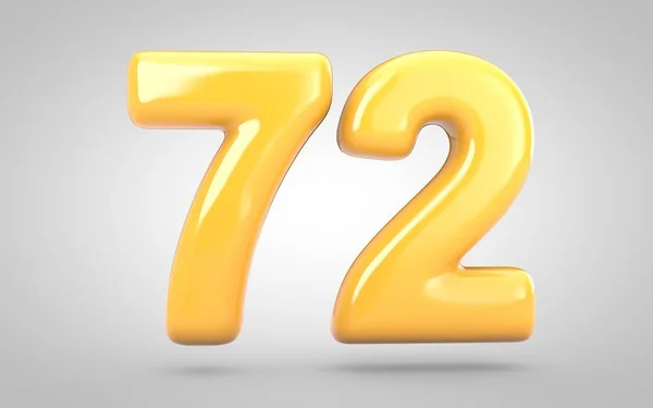 Žlutá žvýkačka číslo 72 izolované na bílém pozadí. — Stock fotografie