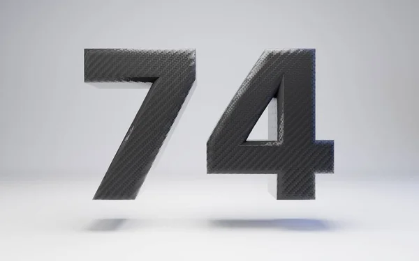 Black carbon fiber number 74 isolated on white. — ストック写真