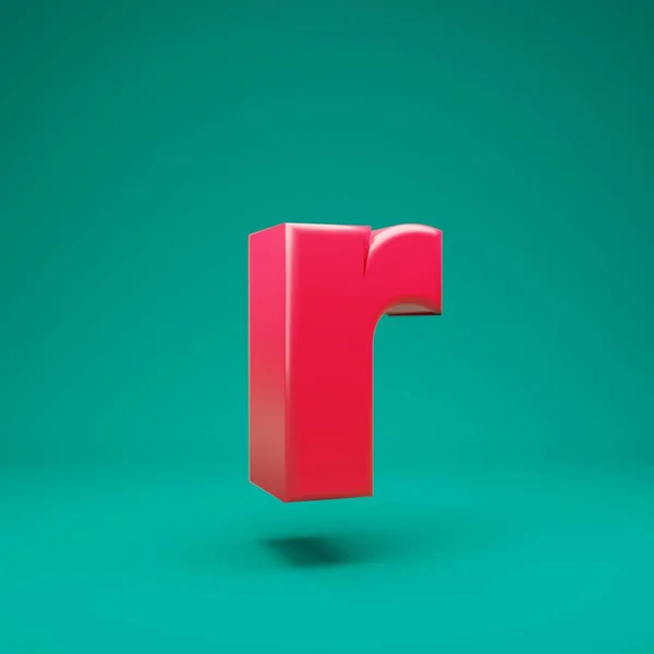Pink 3d letter R lowercase on mint background — 图库照片