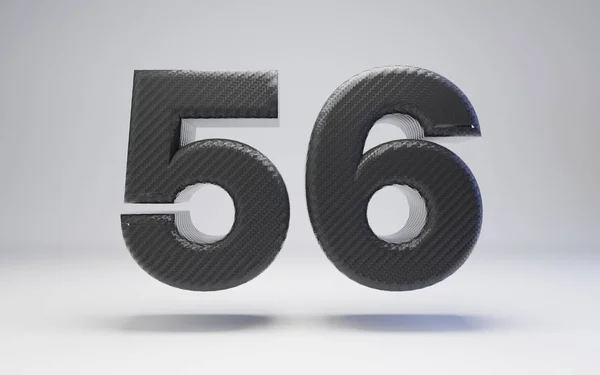 Zwarte koolstofvezel nummer 56 geïsoleerd op wit. — Stockfoto
