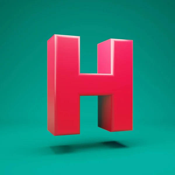Pink 3d letter H uppercase on mint background — Stok fotoğraf