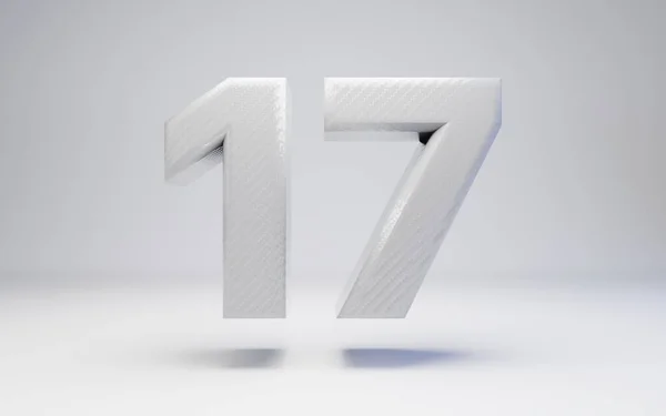 Bílá uhlíková vlákna číslo 17 izolovaná na bílém. — Stock fotografie