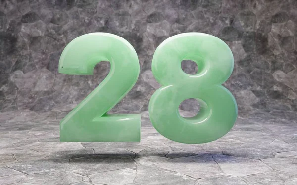 Jade number 28 on rocky backgrond — Stockfoto