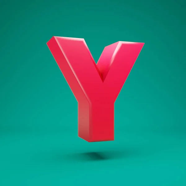 Pink 3d letter Y uppercase on mint background — ストック写真