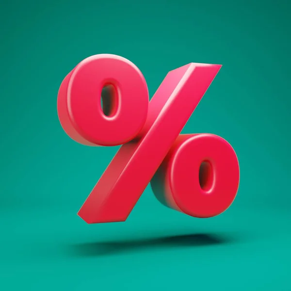 Pink 3d percent symbol on mint background — Stockfoto