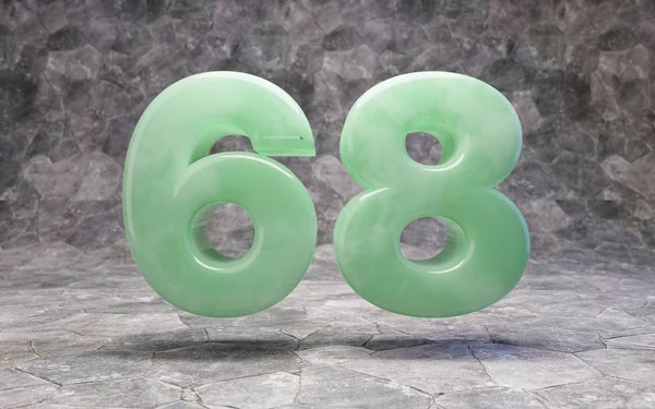 Jade number 68 on rocky backgrond — Stockfoto