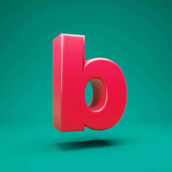 Pink 3d letter B lowercase on mint background — 스톡 사진