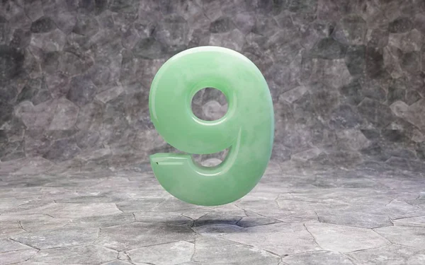 Jade αριθμός 9 σε βραχώδη backgrond — Φωτογραφία Αρχείου
