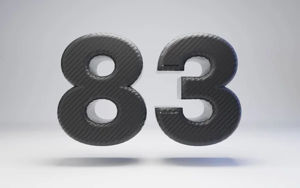 Black carbon fiber number 83 isolated on white. — ストック写真