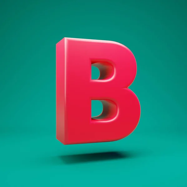 Pink 3d letter B uppercase on mint background — 스톡 사진