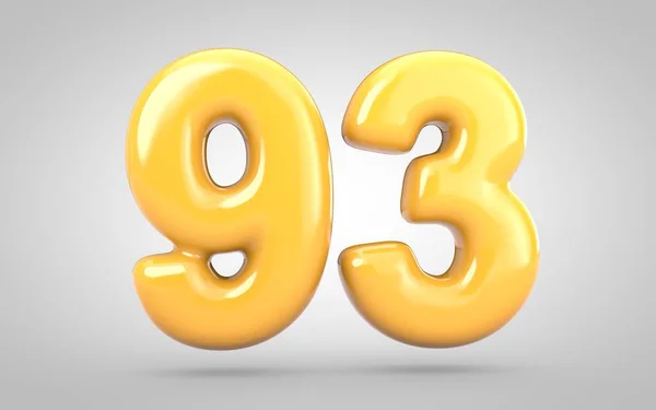 Κίτρινη τσίχλα νούμερο 93 απομονωμένη σε λευκό φόντο. — Φωτογραφία Αρχείου