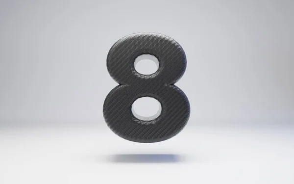 Zwarte koolstofvezel nummer 8 geïsoleerd op wit. — Stockfoto