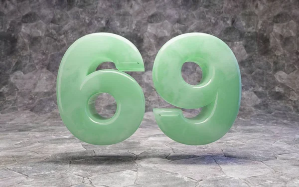 Jade αριθμός 69 σε βραχώδη backgrond — Φωτογραφία Αρχείου