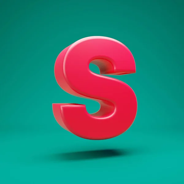 Pink 3d letter S uppercase on mint background — Stockfoto