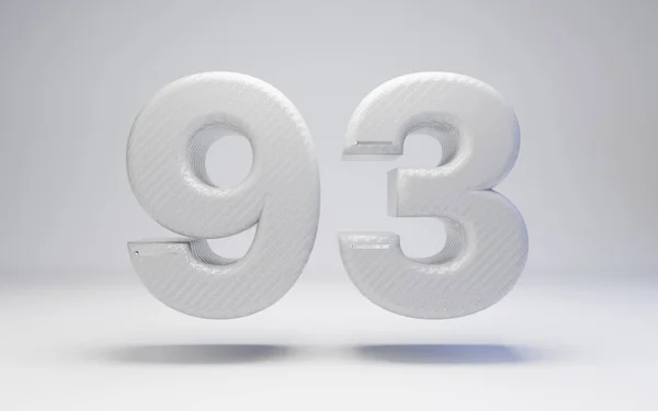 Witte koolstofvezel nummer 93 geïsoleerd op wit. — Stockfoto