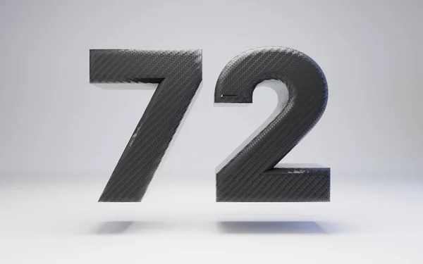Black carbon fiber number 72 isolated on white. — Stock Photo, Image