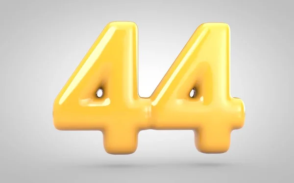 Gelben Kaugummi Nummer 44 isoliert auf weißem Hintergrund. — Stockfoto