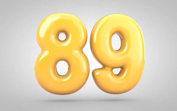 Gelber Kaugummi Nummer 89 isoliert auf weißem Hintergrund. — Stockfoto