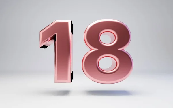Oro Rosa numero 18 isolato su sfondo bianco — Foto Stock